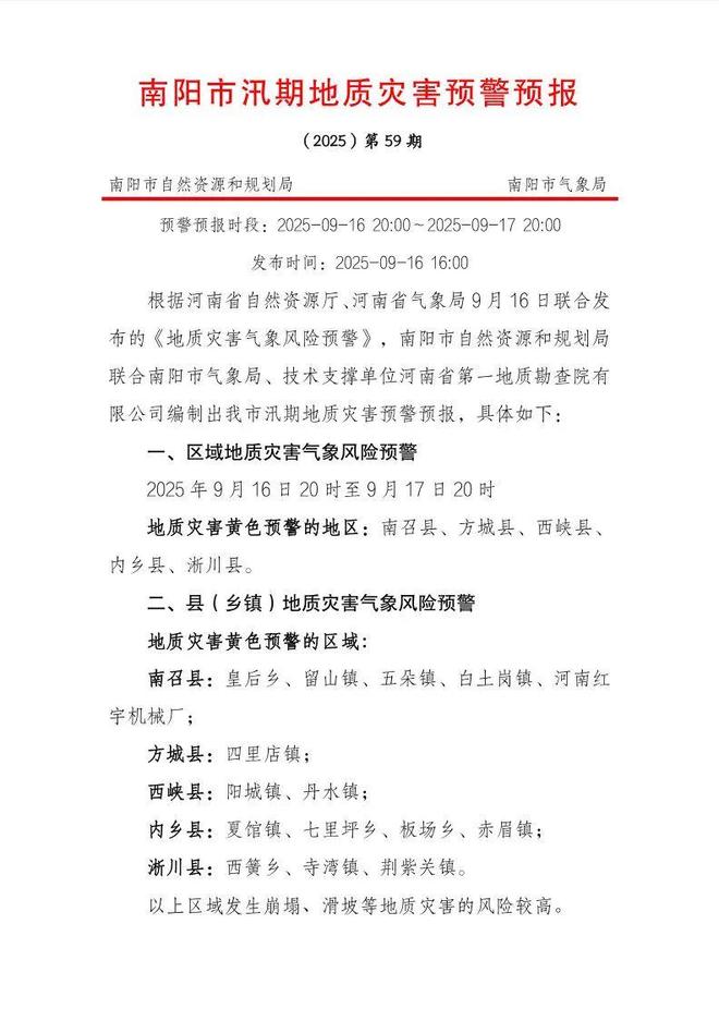 注意！冷空气来袭！南阳迎降雨+降温｜地质灾害预警预报(图5)